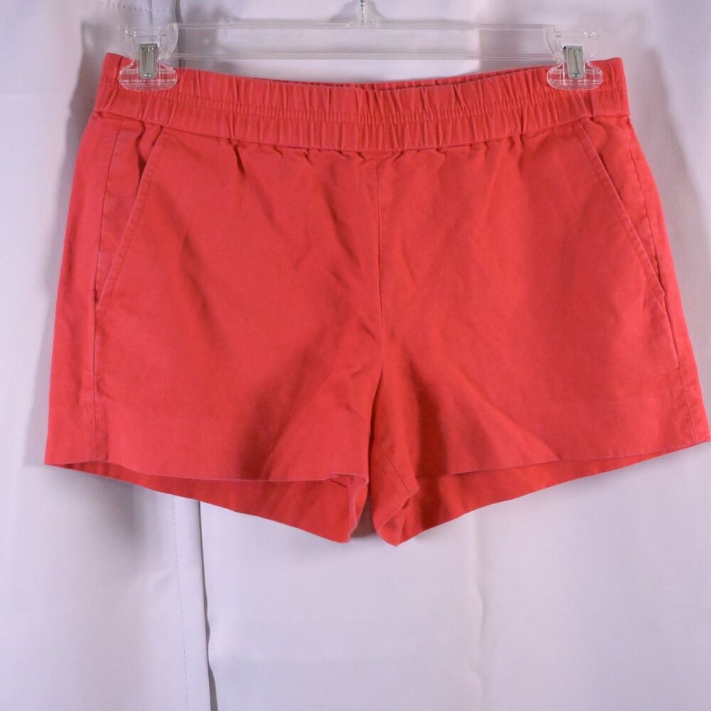 J Crew Red Linen Cotton Pull On Shorts Womens 4 30x3‎